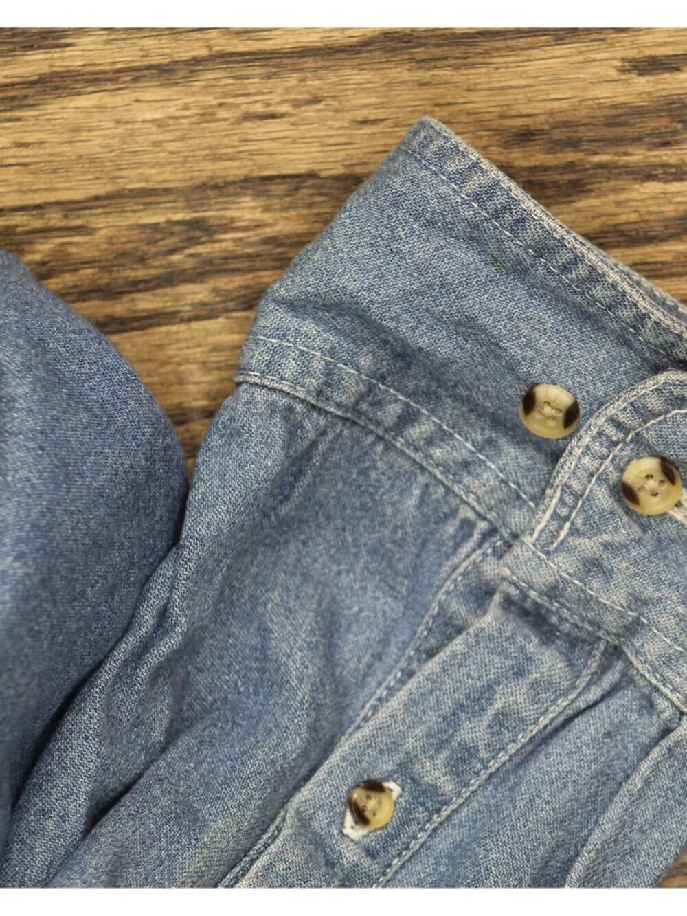 Croft & Barrow Mens Denim Embroidered Button Up Work Shirt Long Sleeve Blue 2XL - Picture 5 of 6